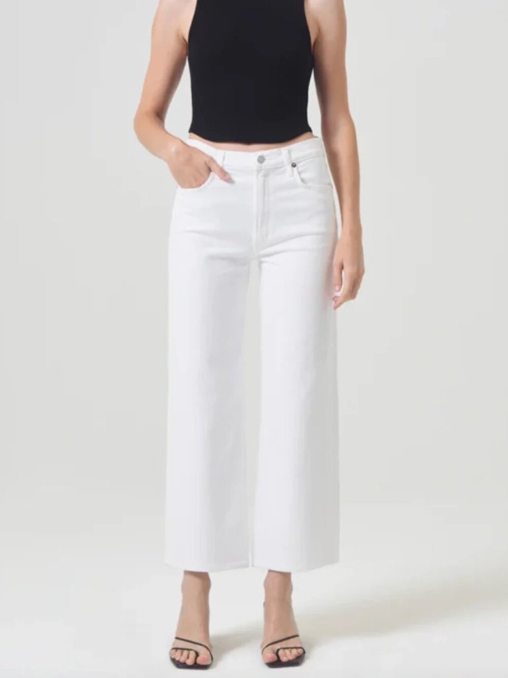 NWT Agolde Harper Crop Mid-Rise Relaxed Straight Jeans in White Size 31